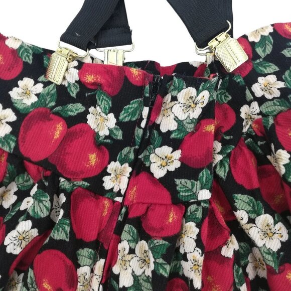 Vintage Ruffle Prairie Overall Suspender Skirt Size 6X Apple Flower 90s 80s - Picture 10 of 11
